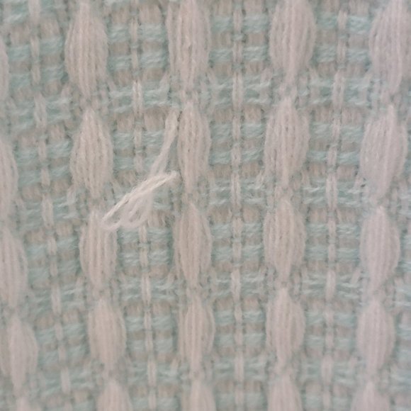 Vintage Baby Kisses Acrylic Made in Japan Baby Blanket Fringe Sheep Lamb Check - Picture 8 of 16